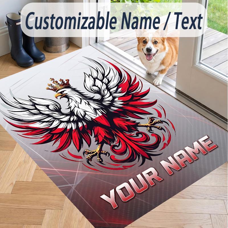 Custom Text Printed Rug Poland Non Slip Floor Carpet For Home Room Decor