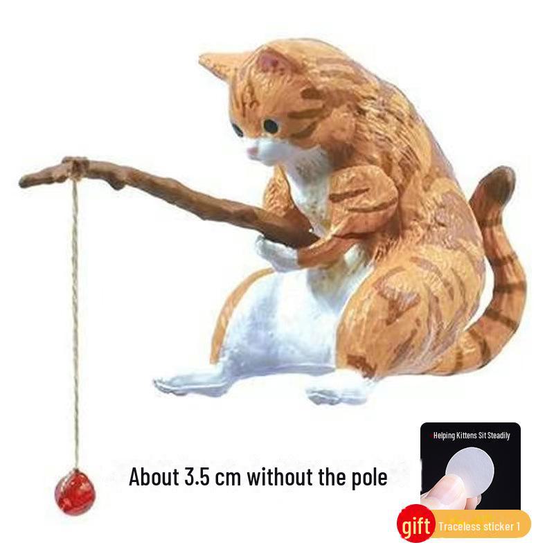 Creative and Cute Car Accessories: Cat Fishing Ornaments, Healing Doll, Console Screen, Rearview Mirror