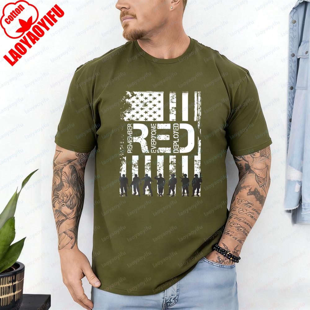 RED Friday Tshirt Remember Everyone Deployed Patriotic Casual Cotton Tee Military Tribute Patriotic Vintage Classic Tops for Men