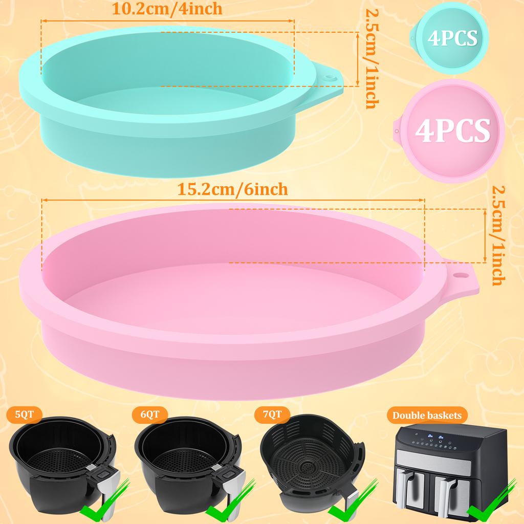 8 Stück Silikon Heißluftfritteuse Eierform Antihaft Eierpochierbecher Kuchen Pudding Muffins Backformen Leicht zu lösen Küchenbackform