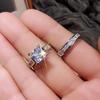 Latest Finger Ring Set Jewelry Big Square Zircon Stone Cubic Zircon Stone Engagement Wedding Occasion Gathering Women Wedding Occasion Finger