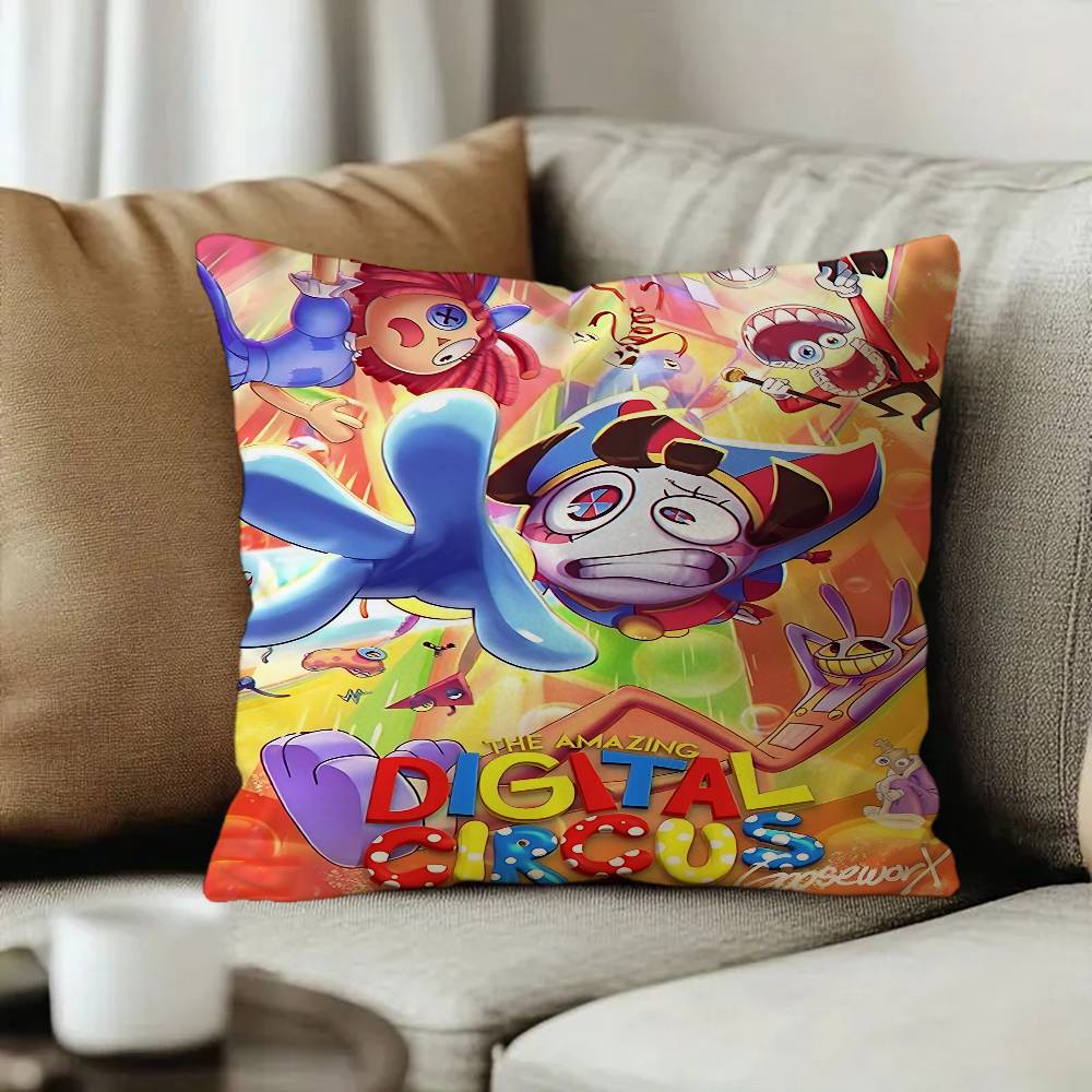 Cartoon The Amazing Digital CCircus Pillow Covers Cartoon Sofa Decorative Home Doublesided Printing Short Plush Cushion Cover