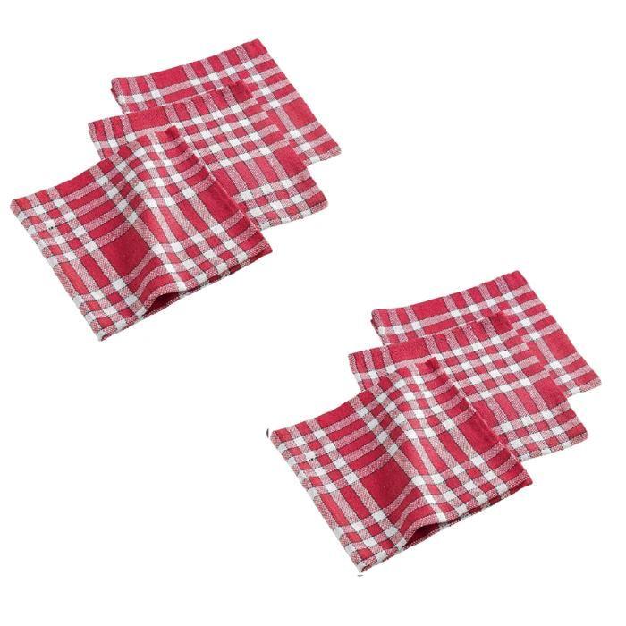 Serviettes De Table - LIGNE DECOR - 45 X 45 Cm - Coton Tissé - Rouge - Lot De 3