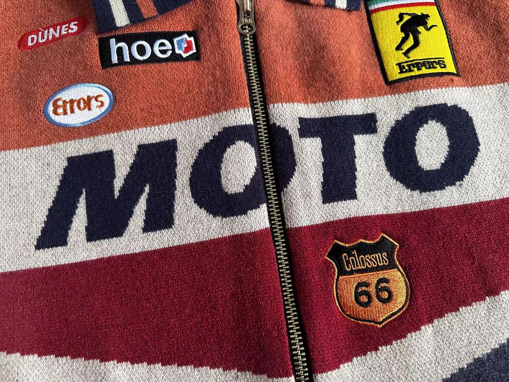 Heavyweight Men's Biker Racing Knit Cardigan Jacket