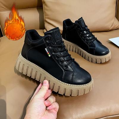 New Autumn and Winter Women's Casual Shoes Thick-Soled Fashion High-Top Women Fleece Lined Comfortable Women's Muffin Bottom Shoes