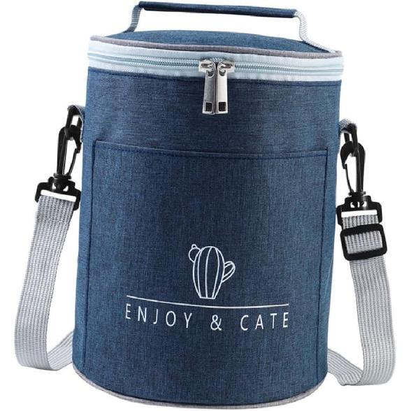 Portable Navy Insulated Lunch Bag - Oxford Cloth Thermal Cooler Tote for Camping Picnics and Travel