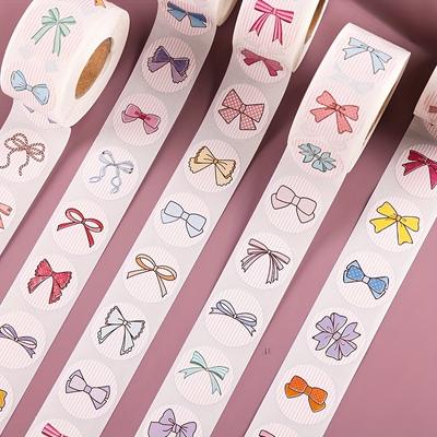 5 Rollen/2500 Stück Geschenk Schleife Runde Verschlussaufkleber, 500 Stück/Rolle Selbstklebender Etikettenverschlussaufkleber, Rollenaufkleber, Kann für Verpackungsdekoration verwendet werden