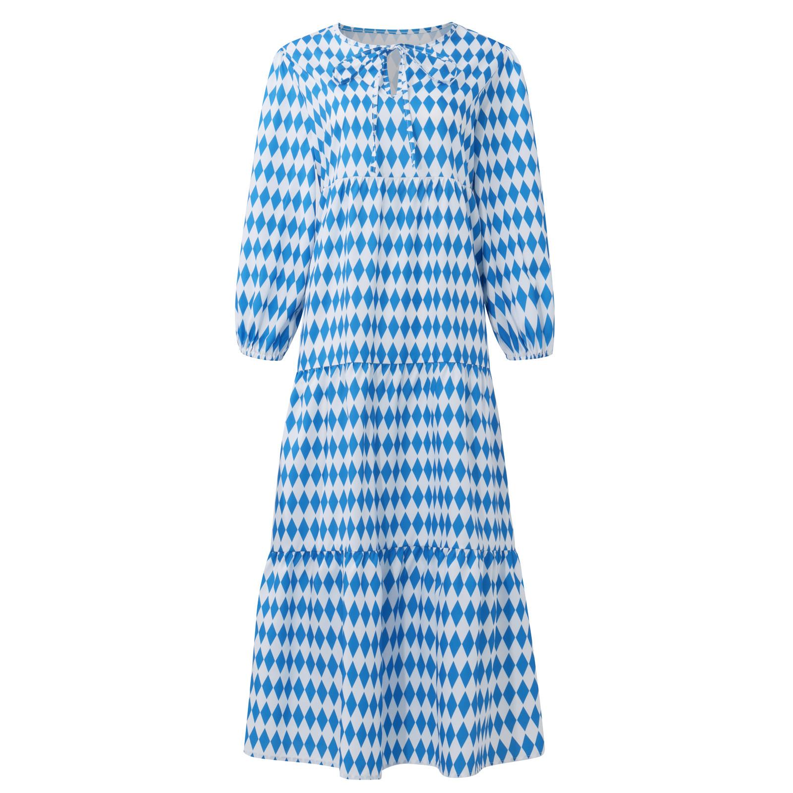 Женское летнее повседневное модное длинное платье с геометрическим принтом и вырезом — фото 4