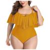 Women's One-Piece Plus Size Colour Ruffle Swimming Costume With Bbra Pad And No Steel Bra