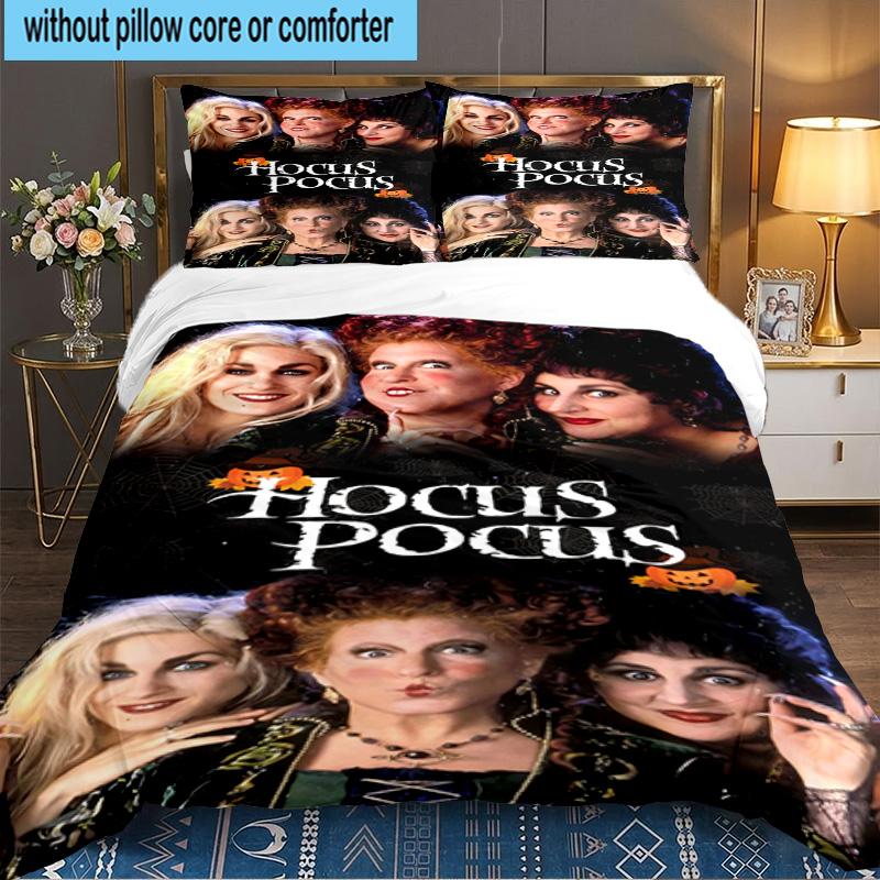 Hocus Halloween Night 3pcs Bedding Set,Including 1pc Duvet Cover And 2pcs Pillowcases Perfect Gift for Christmas,Ideal for Bedroom, Dormitory