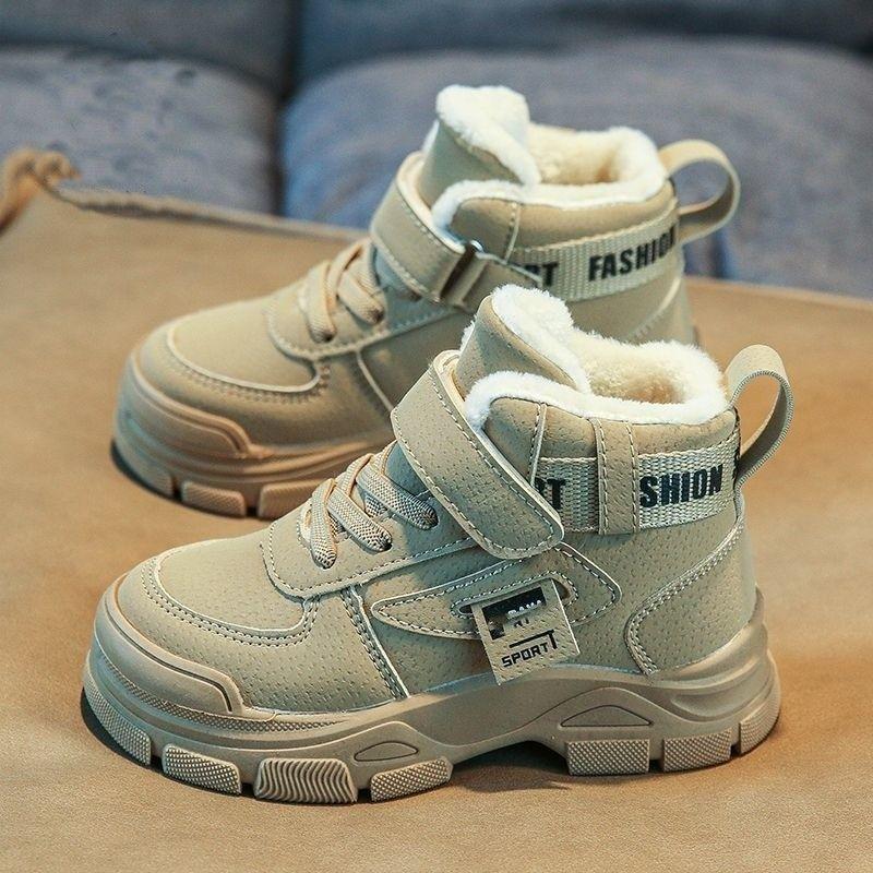 

Зимняя новая детская обувь из хлопка 2025 года, обувь для мальчиков, кроссовки для девочек, флисовая утолщенная зимняя обувь для детей среднего и старшего возраста из хлопка большого размера 26 (inner length 16.5 cm) верблюд