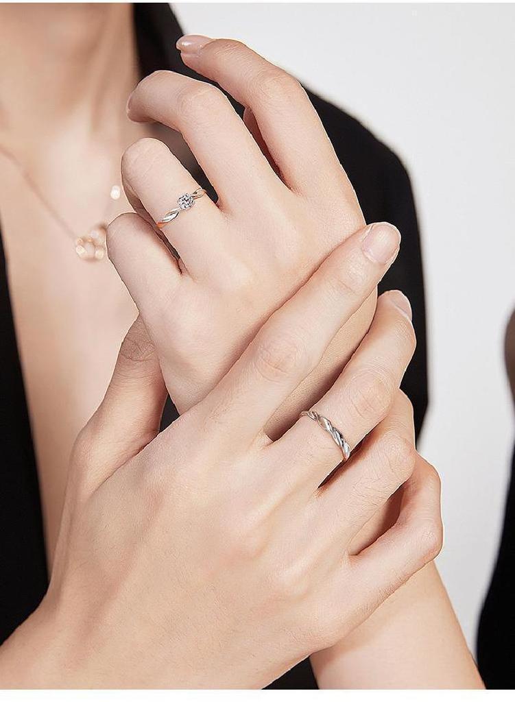 Sterling Silver Shining Star River Couple Rings - High-End Mobius Pure Silver