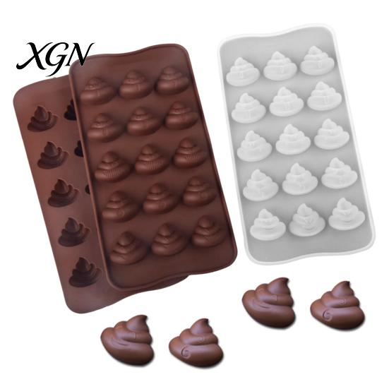 Funny Gag Gift Baking Mold Poop Chocolate Mold, 15 Cavity Silicone Tray, Non-stick Heat Food Grade Candy Tray Resistant Dessert for Fondant Jelly