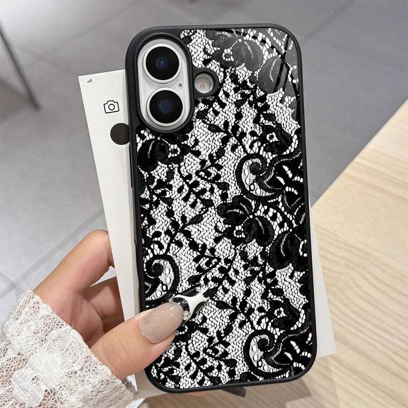 Für iPhone 17 16 15 14 13 12 11 Pro Max Hülle Exquisites Spitzenmuster Silikonhülle Für iPhone Air 16E 16 Plus XS X XR Weiche Hülle