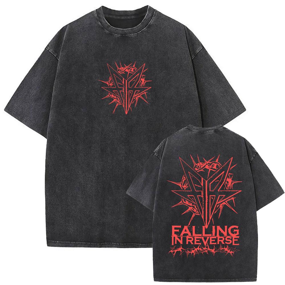 2026 Vendita Calda T-shirt Grafica Vintage Lavata Rock Band Falling in Reverse Uomo Donna Gotico Punk Oversize T-shirt Casual Cotone Retro T-shirt Top