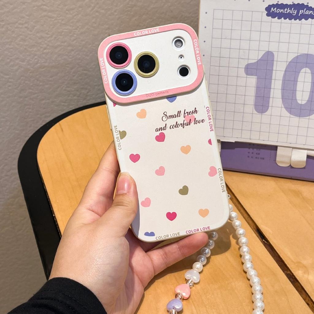 Color love applies to Apple 17pro silicone 16max lanyard 15iphone14 soft 13 spring 12 mobile phone case