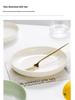 Milky White & Green Ceramic Deep Soup Plate, Microwaveable - Creative Round Tableware.