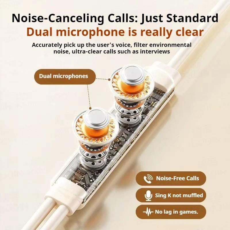 Fones de Ouvido com Fio Tipo Clip-on Tipo C e 3,5 mm Controle 9D Som Surround Fones de Ouvido Esportivos Headset para Gamer Fones de Ouvido ENC com Microfone HD Para Samsung