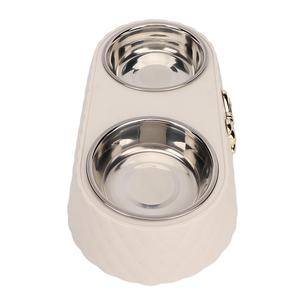 Double Pet Bowls Prevent Slip Stainless Steel Pet Food Water Bowls with Bowknot Decor Holder for Dog Cat