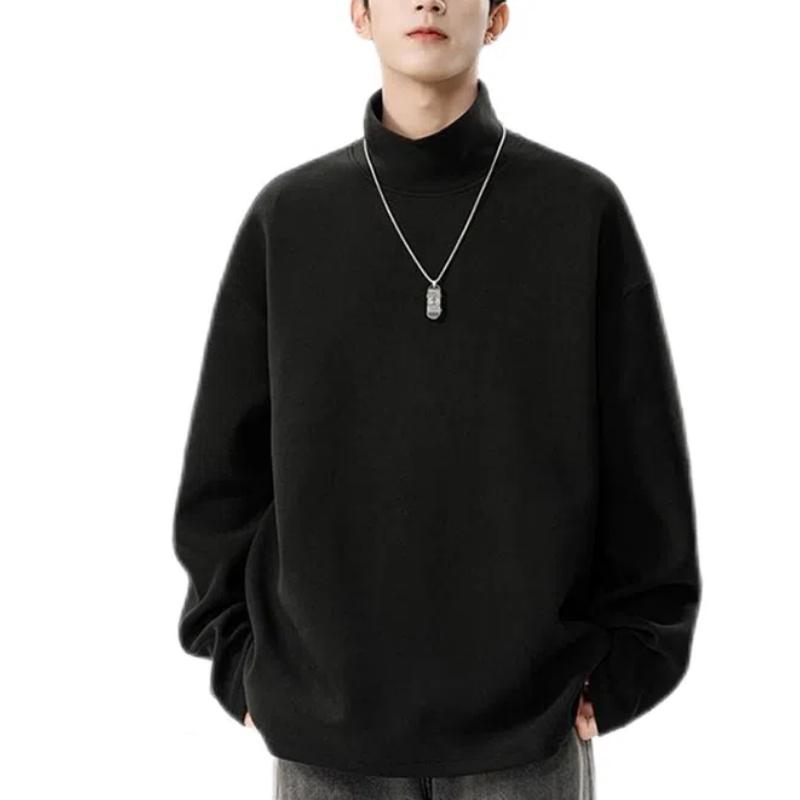 

Autumn Winter Half High Neck Long Sleeved Thermal Underwear with a Fleece Base Men s Clothing Fleece Hoodie Underneath Hoodies 5XL абрикосовий