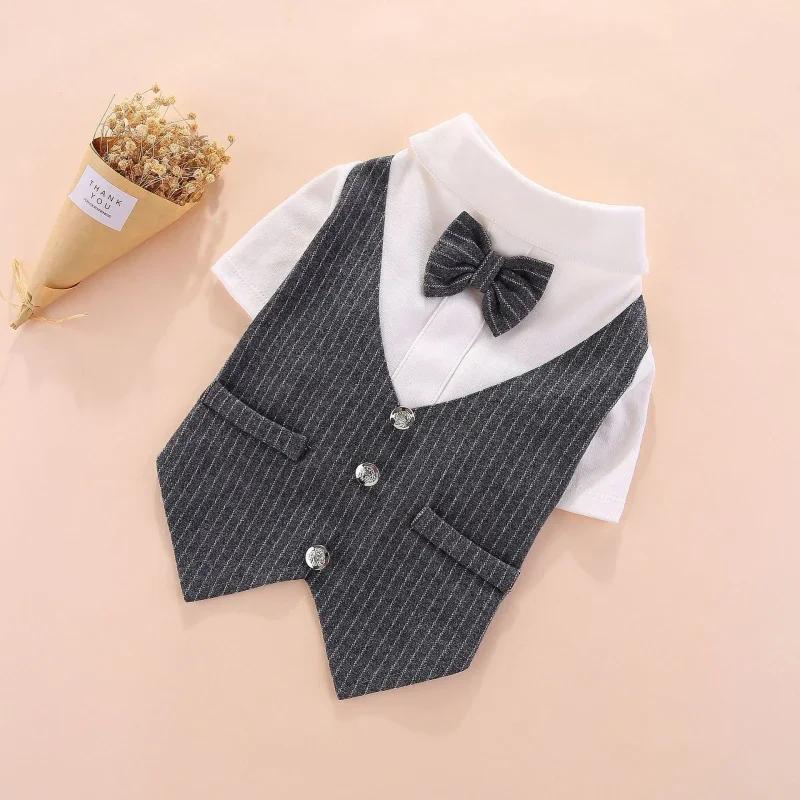

Pet Dog Clothes Wedding Dress Suit Boy Dog Tuxedo Coat Cat Poodle Pomeranian Schnauzer Pug Dog Clothing Pet Outfit Costume M сірий колір