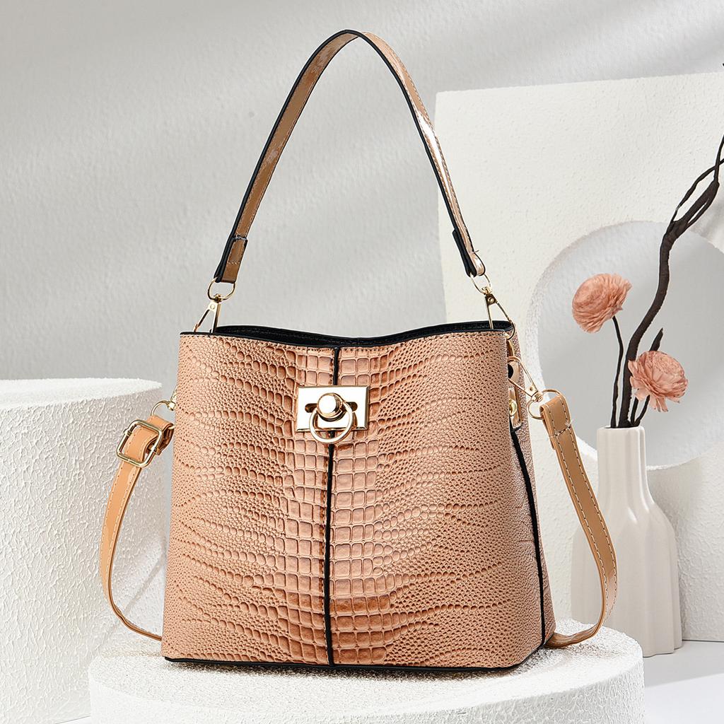 Bucket Bag, Crocodile Pattern Handbag, Quality Shoulder Bag, Women's Bag.