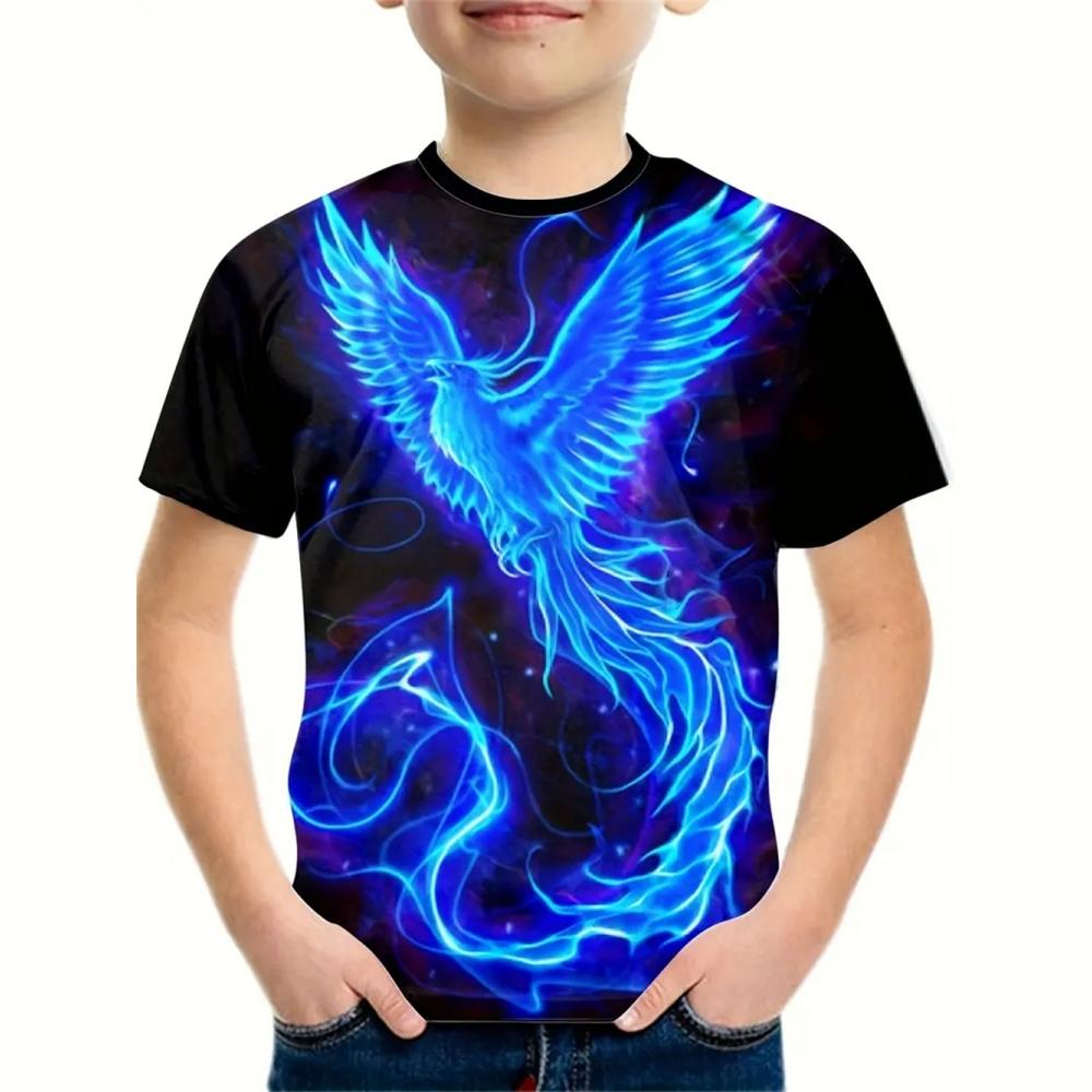 

Детская одежда 3D печать модный узор феникса футболка модная и удобная футболка с круглым вырезом и короткими рукавами для детей 170