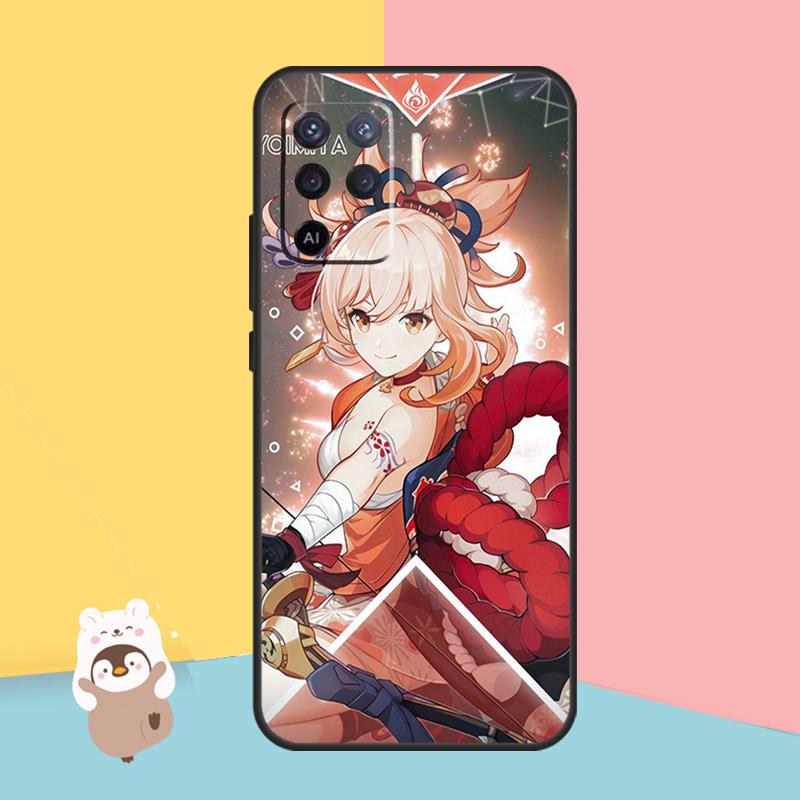Anime Genshin Impact Yoimiya Case For OPPO A74 A93 A83 A91 A53S A9 A5 A31 A53 2020 A15 A16 A1K A52 A72 A94 A54 Cover