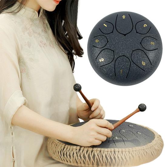 Steel Tongue Drum Rain Chime Hand Drums Sound Healing Instruments Chakra Tank Drum for Musical Education Meditation Yoga Zen