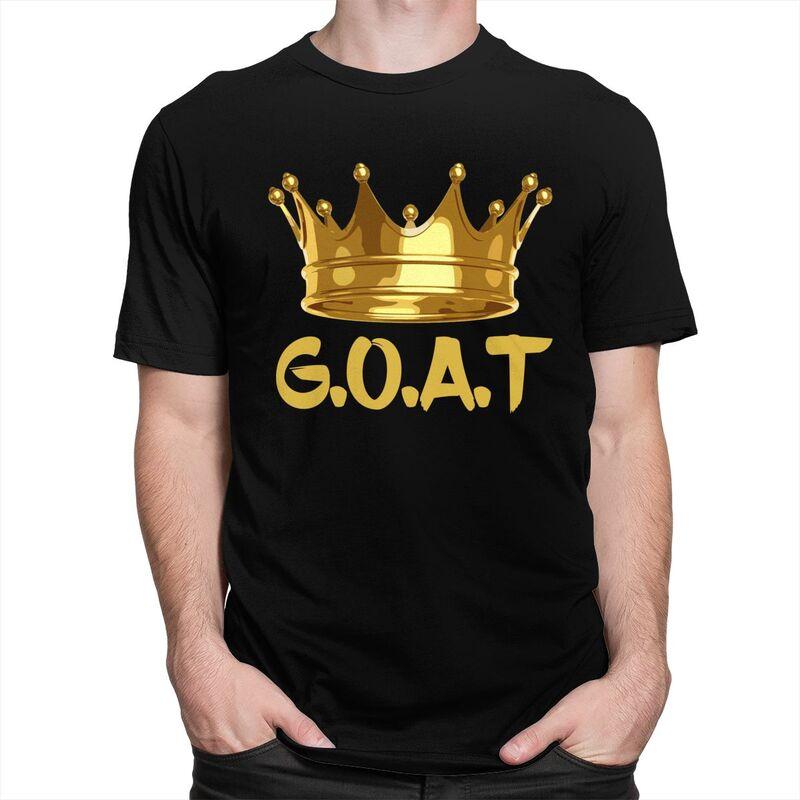 Golden Crown GOAT King TShirt Pure Cotton Tees Shirt Streetwear Tshirts Casual ShortSleeve Clothes For Men Birthday Gift