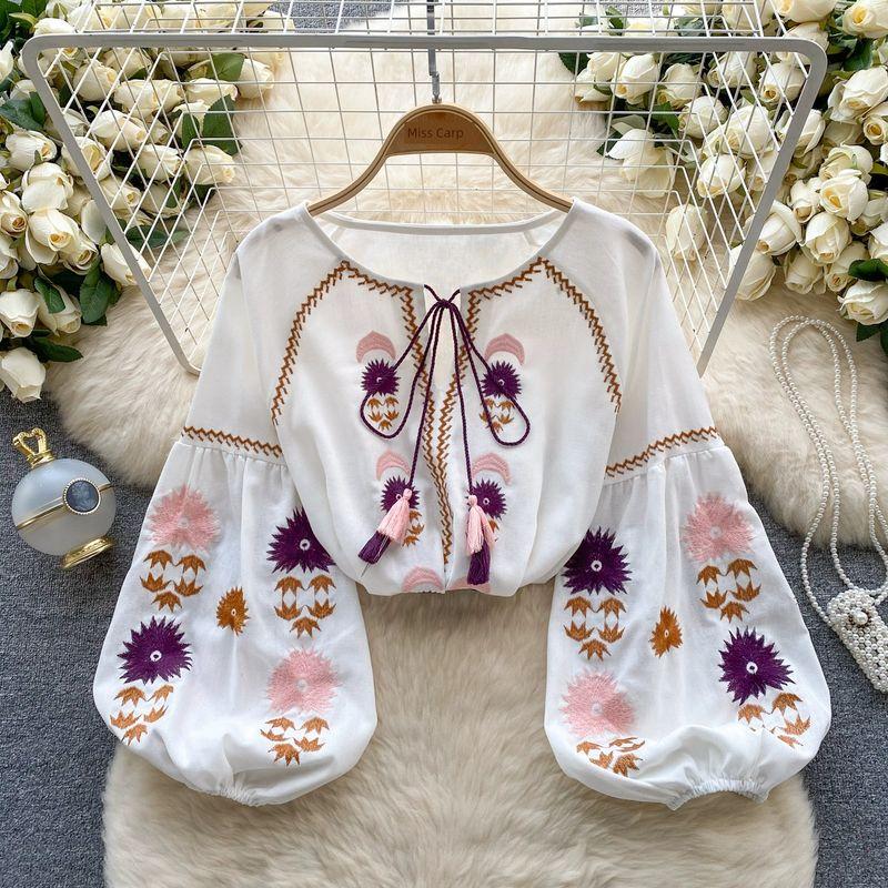 Retro Travel and Vacation Wear Loose Long Sleeves Shirt