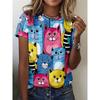 Summer Cute Cartoon Cat T-Shirts Women Short Sleeve Round Neck T Shirt Tees Harajuku Y2K Top Female Clothing
