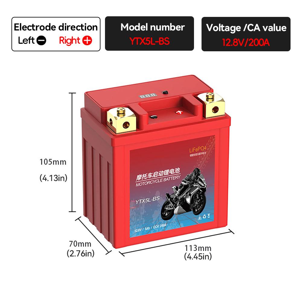 

Аккумулятор для мотоцикла LiFePO4, стартер для скутера 12,8 В, 5 Ач, 7 Ач, 9 Ач, CCA 200A-400A, встроенная защита напряжения литиевой батареи BMS для квадроциклов