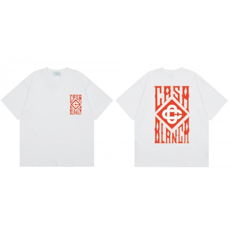 Men Women Streetwear Short Sleeve T-Shirt With Geometric Letter Print Loose Fit Cotton Tee Casual