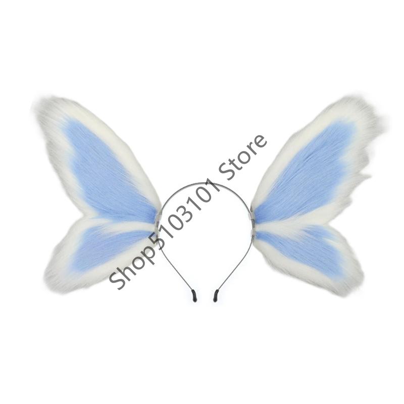 X6HE Adjustable Plush Elf Butterfly Fairies Ear Headpiece For Kids Adult Roleplay Costume Halloween Theme Event Headpiece