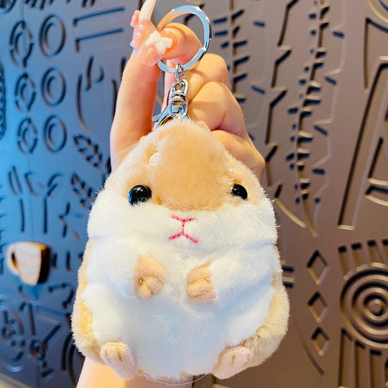 

Plush Hamster Soft Keychain Stylish Car Key Ring Ideal For Men And Women Charm Bag Yellow Hamster