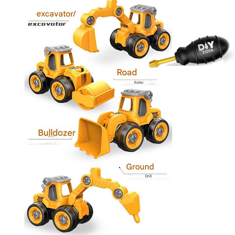 

Toddler DIY Construction Truck Toy Set Kids Take-Apart Engineering Car with Screwdriver Tool Educational Building Excavator жёлтый