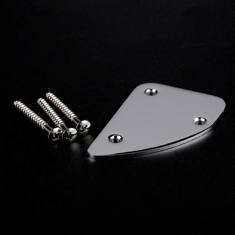 Curved Neck Reinforcement Plate Metal Texture Suitable for Electric Guitars Bass with Mounting Hardware Included
