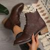 Fashion Women Autumn Boots Cowhide Ankle Boots  Winter Retro Casual Genuine Leather Mother Boots Fur Keep Warm