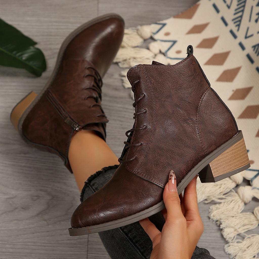 Fashion Women Autumn Boots Cowhide Ankle Boots  Winter Retro Casual Genuine Leather Mother Boots Fur Keep Warm