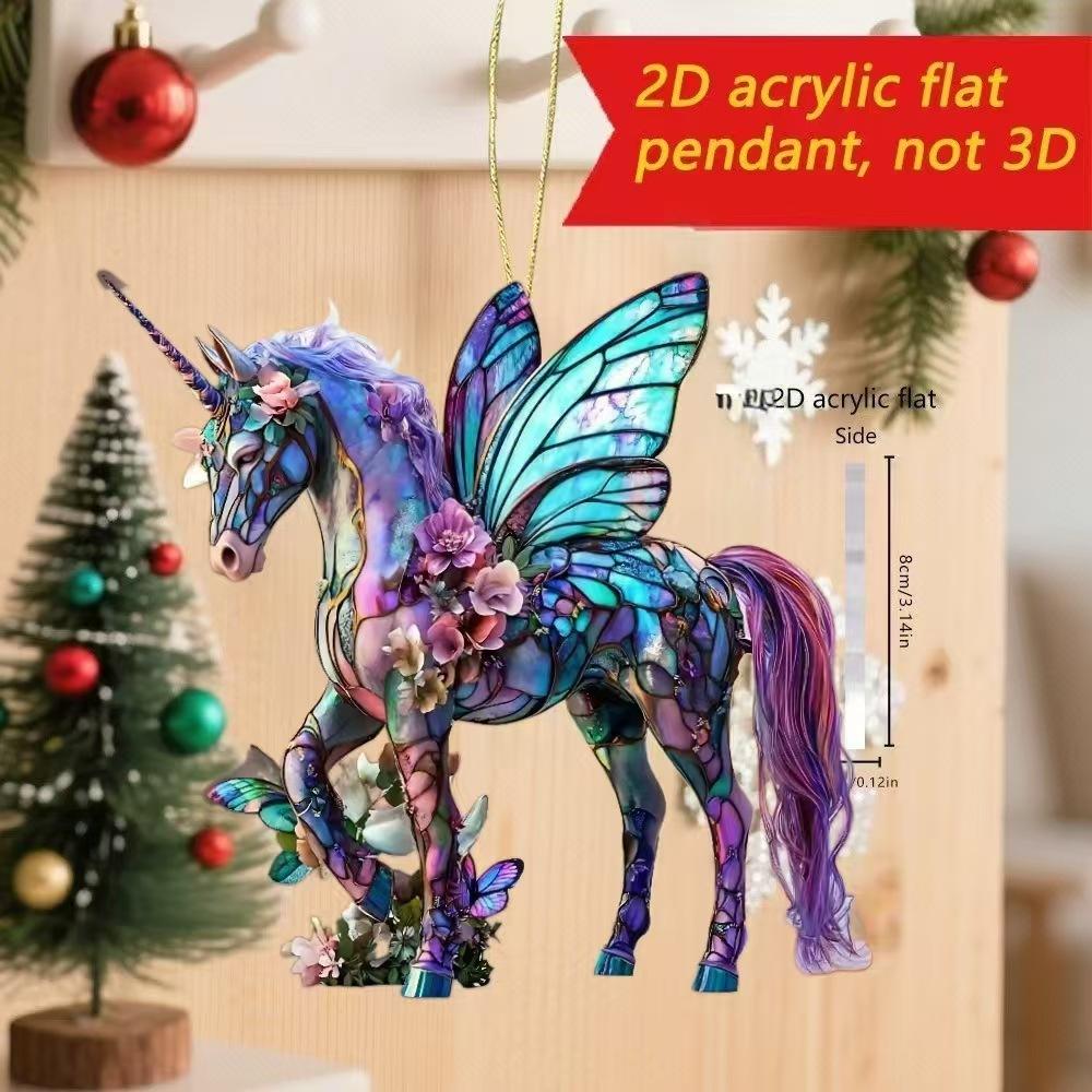 Running Horse Acrylic Decorative Pendant Holiday Christmas Tree 2026 New Year 2D Flat Xmas Pendant Ornament Party Supplies