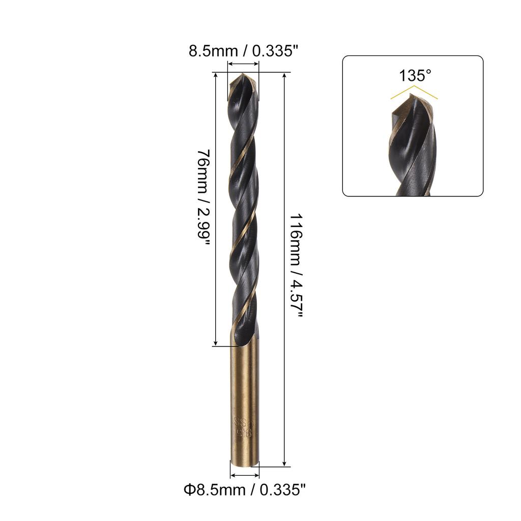 12pcs Jobber Drill Bits 1/2/3/4/5/6/7/8/9mm Titanium Coated HSS Split Point Twist Drill Bits for Stainless Steel Metal Wood