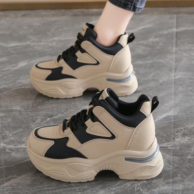 Fashion Mixed Color Chunky Sneakers Women 2025 Fashion Non Slip Platform Vulcanized Shoes Woman Thick Bottom Lace Up Casual Sports Shoes