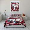 Süße Hunde mit rosa Rosen Bettwäsche Bettbezug Set  (1*Bettbezug 2*Kissenbezüge, ohne Bettdecke)
