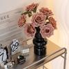 7 Huvud Konstgjord Diamantros Konstgjorda Blommor Bröllop Vardagsrum Dekoration Vägvisare Rosbukett Konstgjorda Blommor