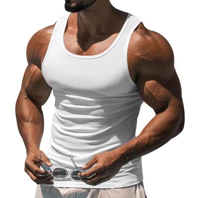 Camiseta Regata Masculina Canelada Slim Fit com Gola U Sem Mangas para Músculos