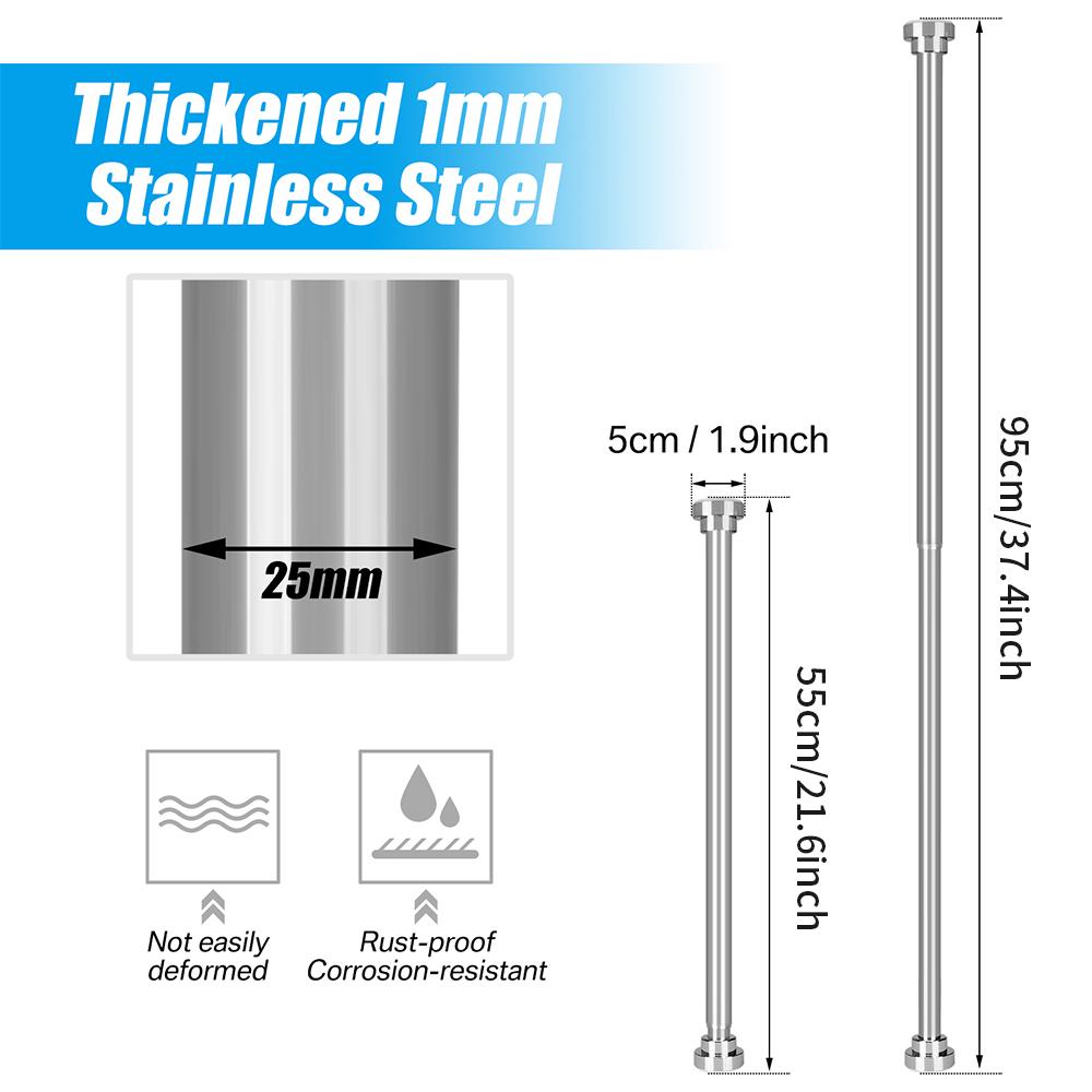 

Extendable Shower Curtain Rod Curtain Tension Pole 50-260CM No Drill Telescopic Curtain Pole Adjustable Strong Shower Rail