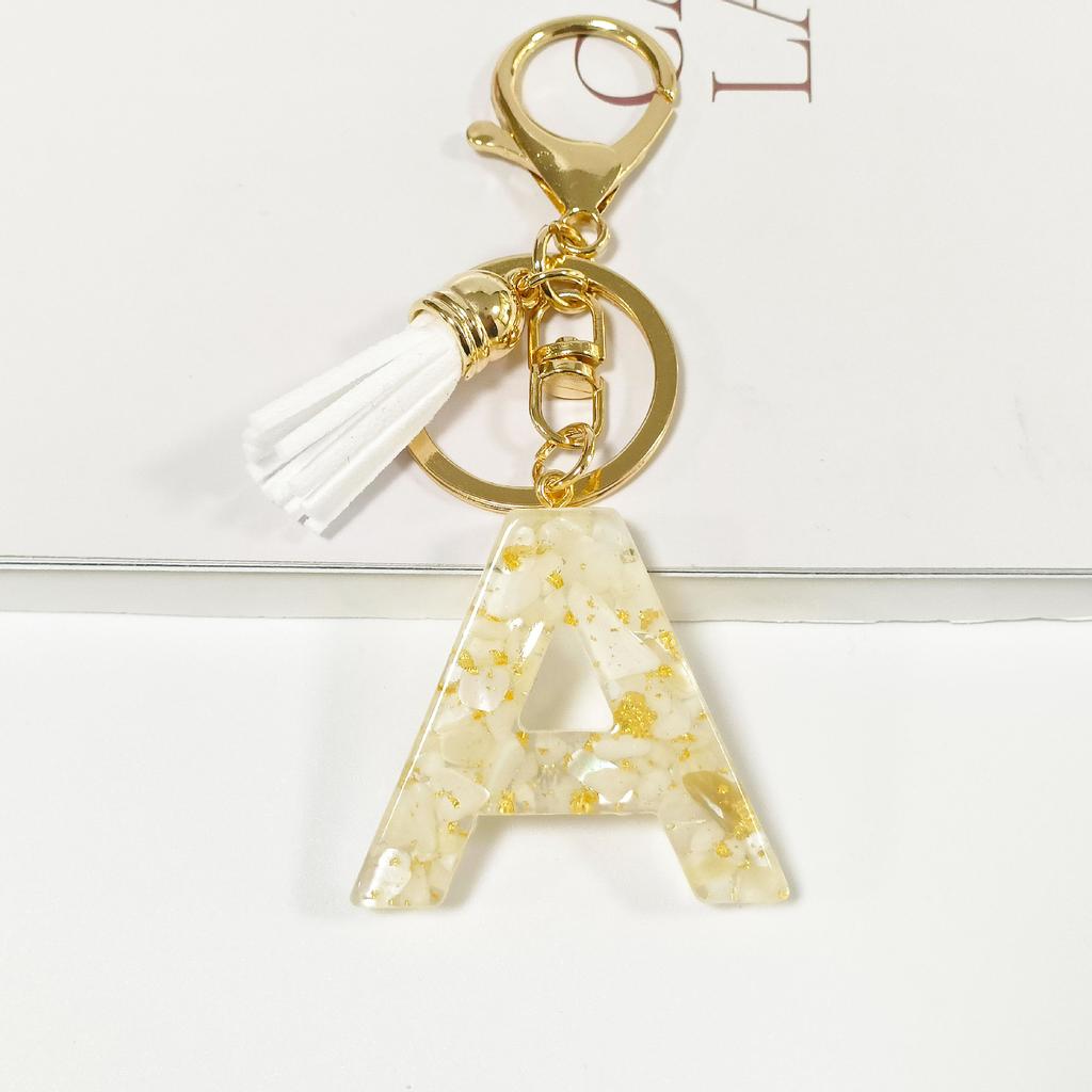 Cute Initial Letter Keychain, White Keychain, Fashionable Women's Keychain Gift Bag, Handbag Decoration, Father's Day, Mother's Day Birthday Gift