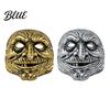 Masque Facial Ridé Effrayant Halloween Masque de Clown Vintage Or Argent Accessoire Durable Costume pour Fête Mascarade Effrayante Maison Hantée Cosplay Respirant