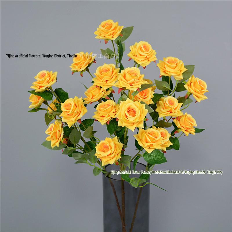 6-Head Angled Rose Artificial Flowers for Wedding Hall, Garden, and Landscape Styling